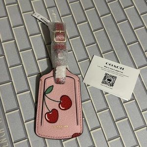 COACH Luggage Tag With Heart Cherry Print